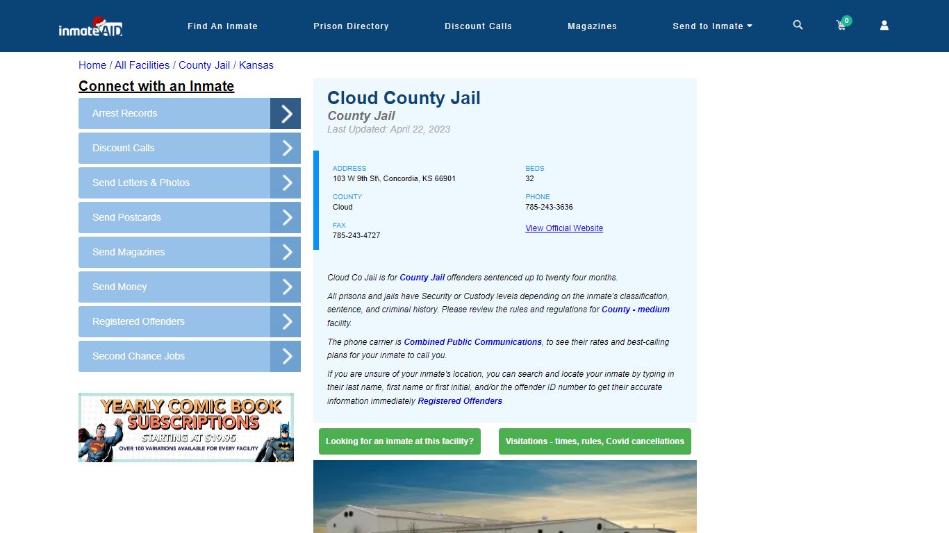 Cloud County Jail - Inmate Locator - Concordia, KS
