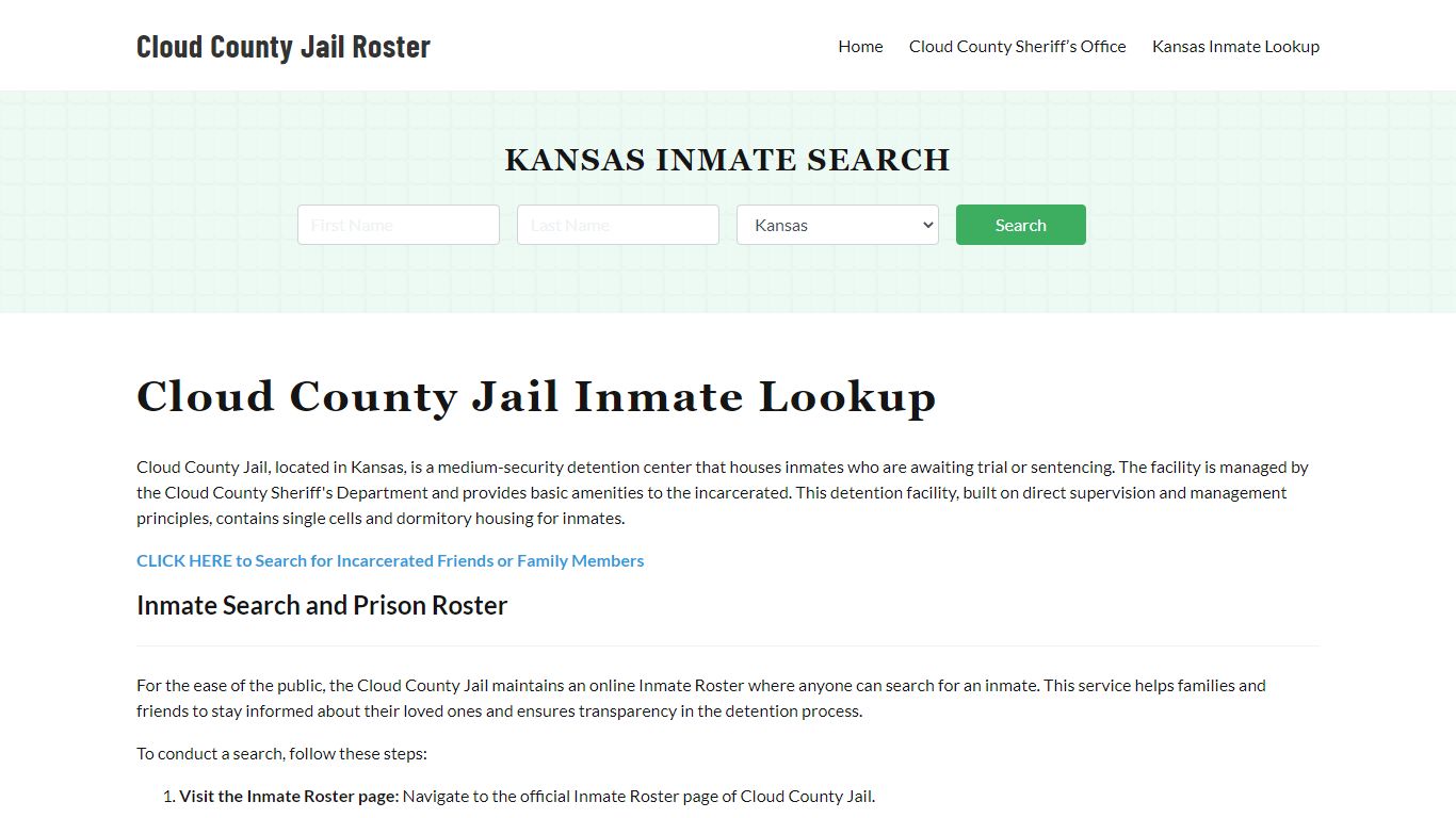 Cloud County Jail Roster Lookup, KS, Inmate Search